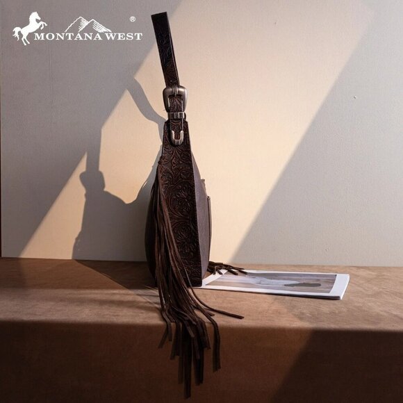 Montana West Floral Tooled Concealed Carry Hobo - Picture 12 of 16